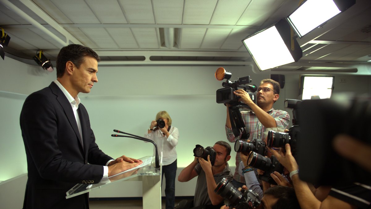 Pedro Sánchez, en la sede de Ferraz.