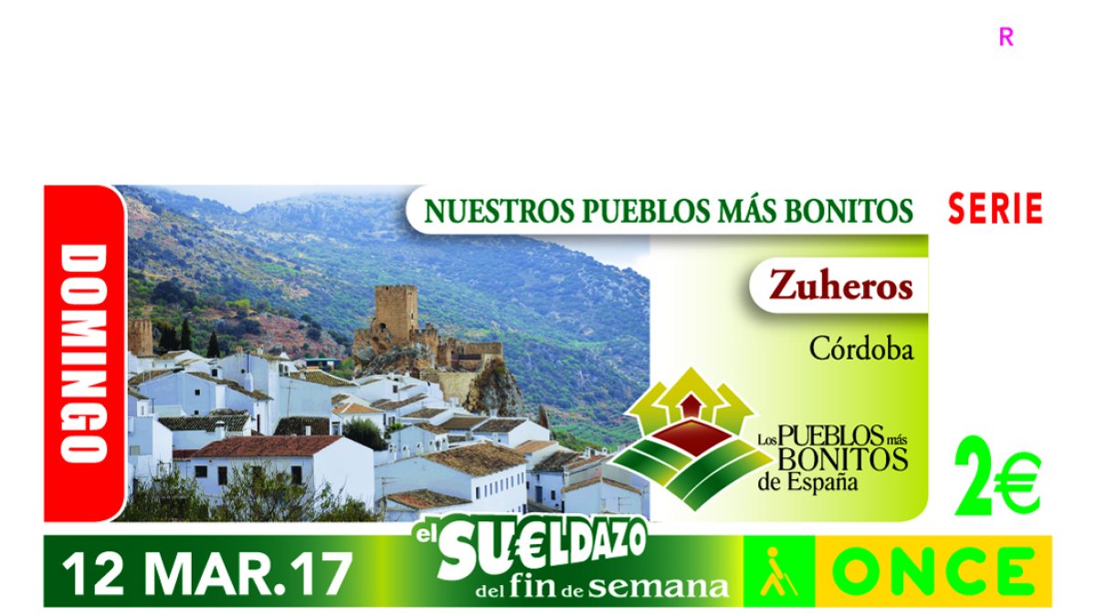 Muestra de boleto del sorteo de ayer.