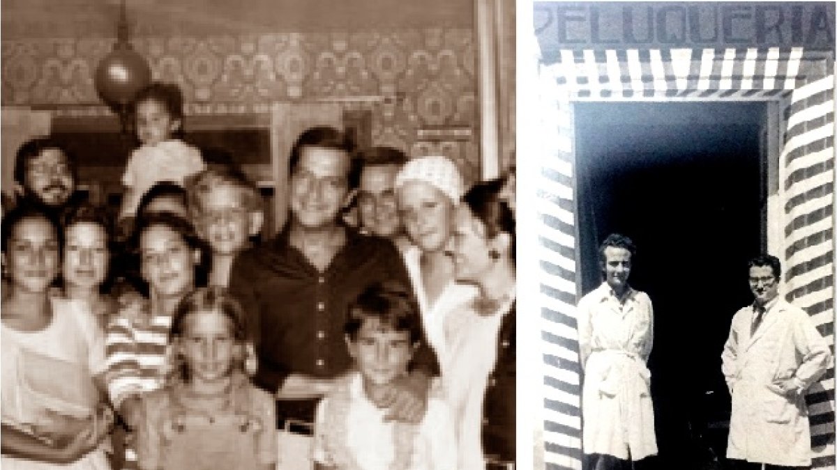 Adolfo Suárez con su familia y vecinos del Cabo de Gata de vacaciones en agosto de 1976 y Serafín Fernández (Dcha.) y el oficial Francisco Corral, en