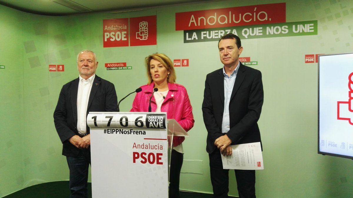 Rueda de prensa esta mañana en la sede del PSOE.