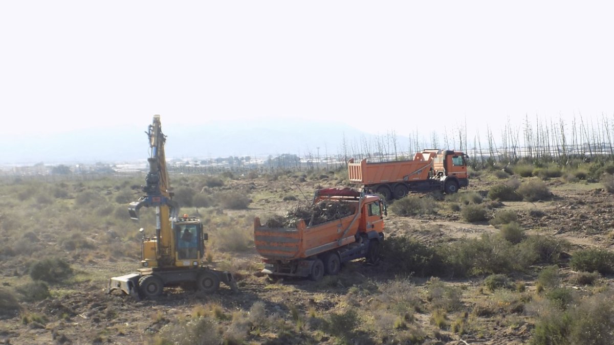 Maquinaria en la zona en la que se está actuando.