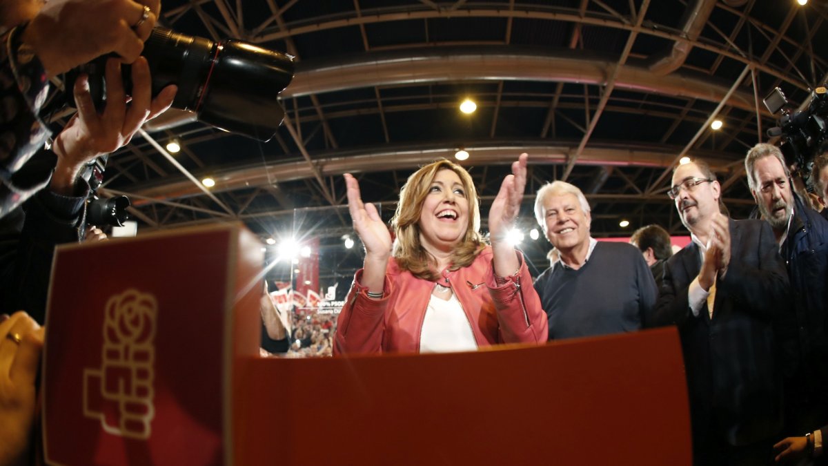 Díaz, en uno de los actos de campaña de las primarias a la Secretaría General del PSOE.