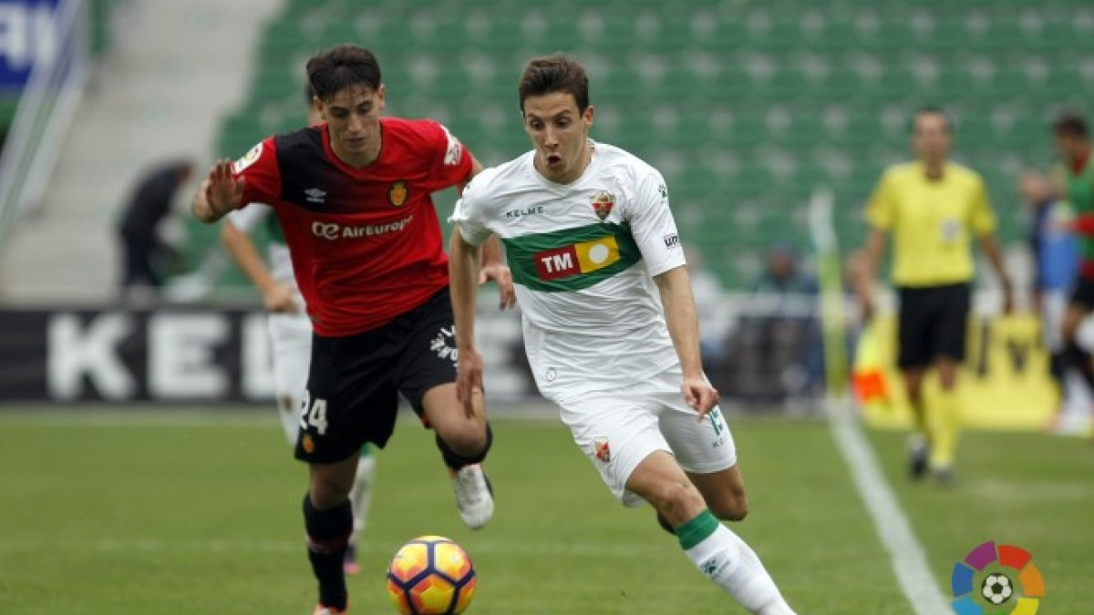 Pleguezuelo en el partido frente al Elche.