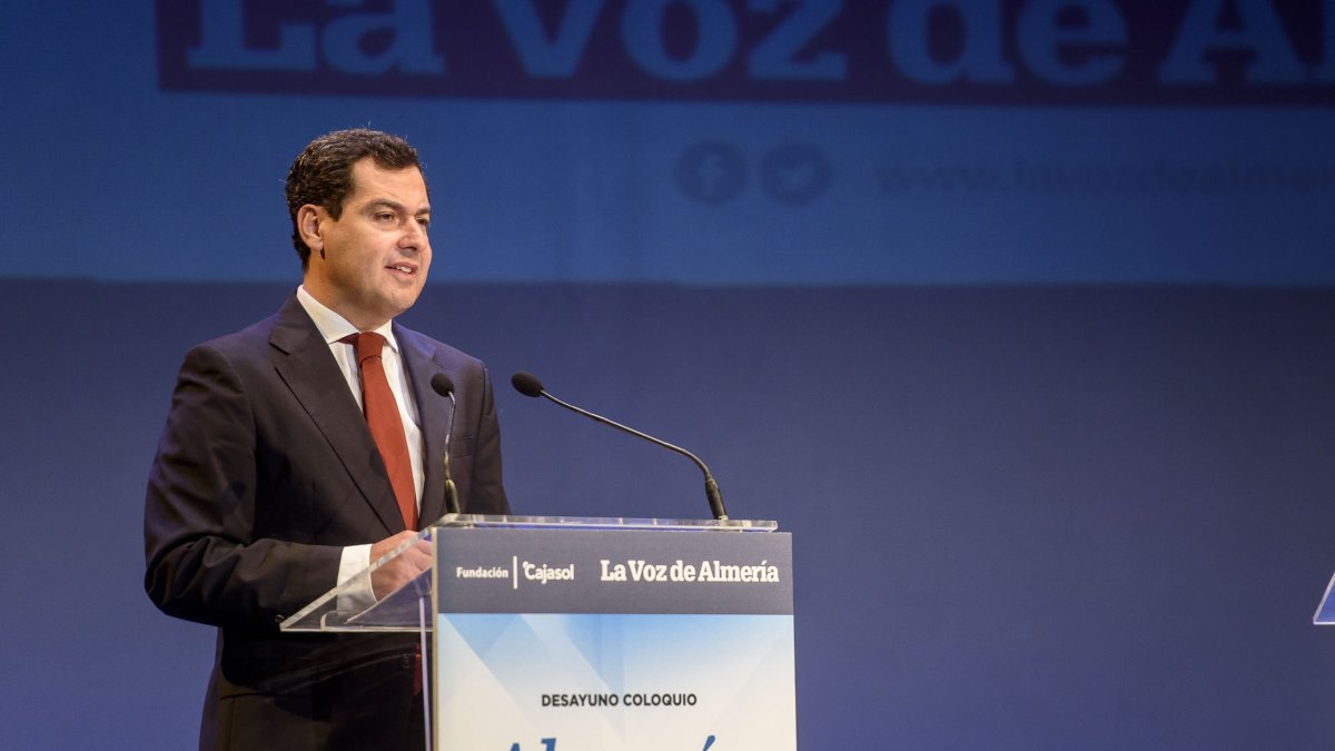 Juan Manuel Moreno, ayer en el Cervantes.