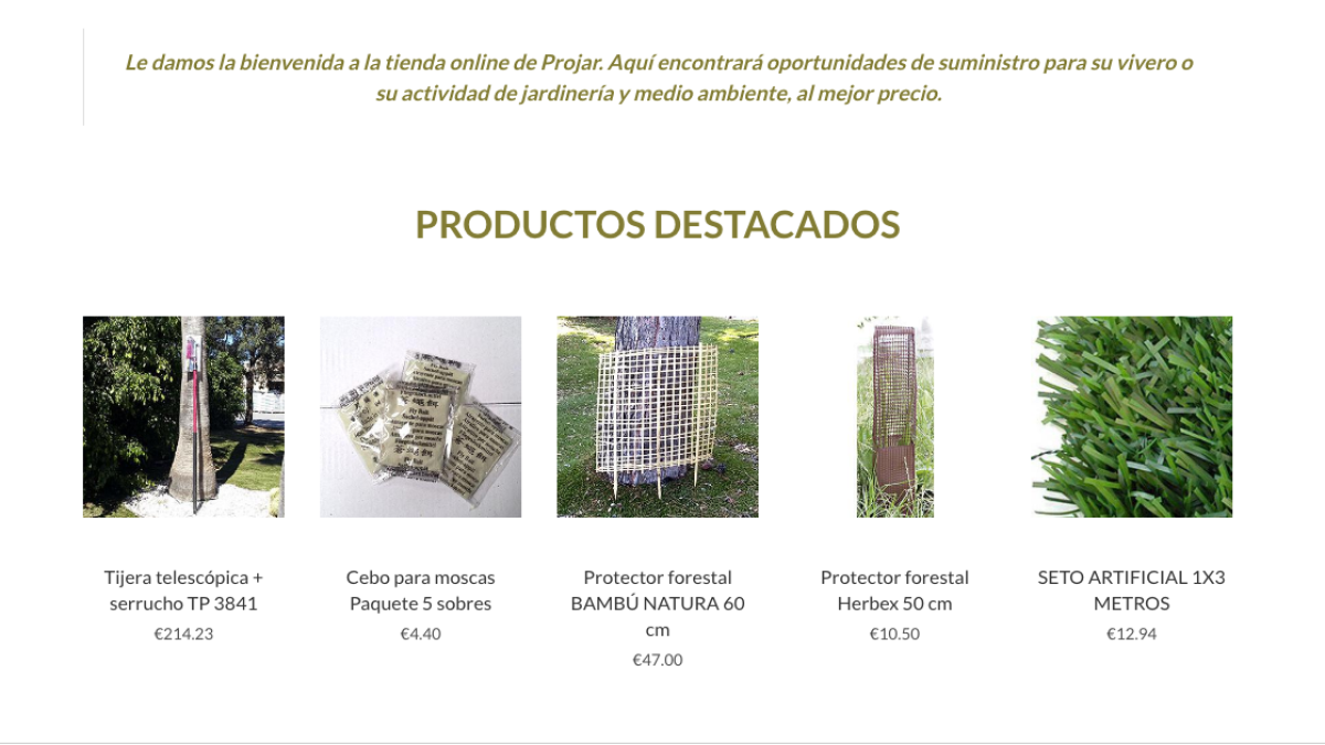 La propuesta digital de Grupo Projar incluye una tienda online con todo tipo de productos.