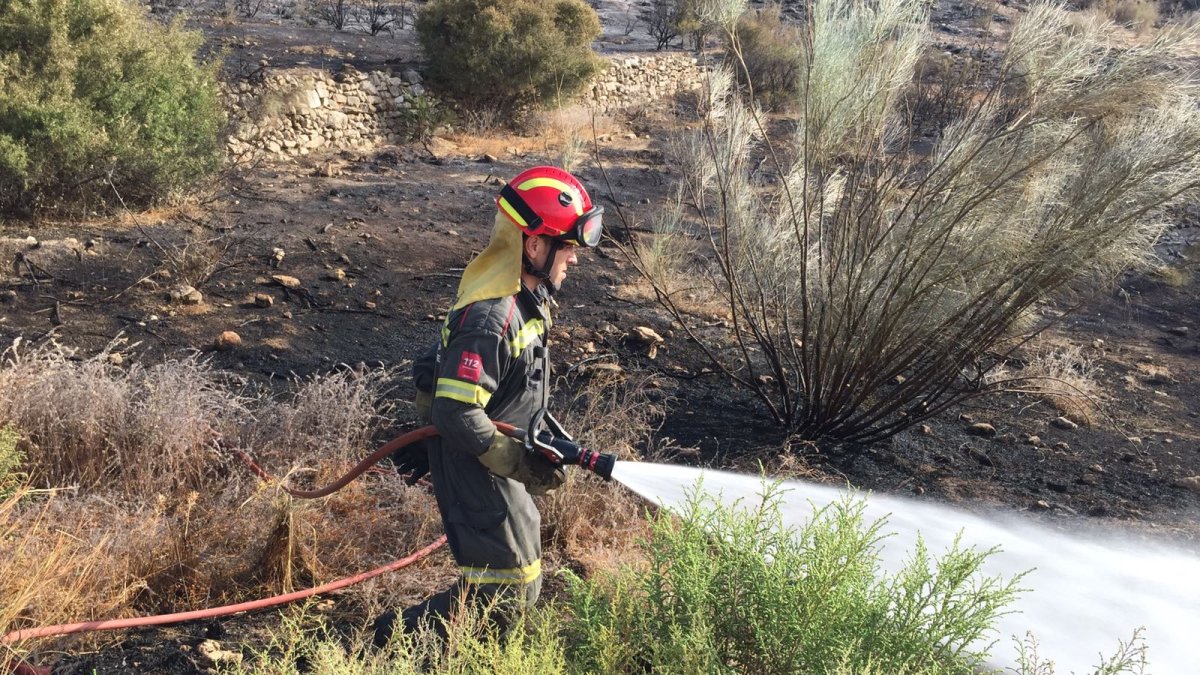 Hasta 32 bomberos trabajaron en la extinción del incendio.