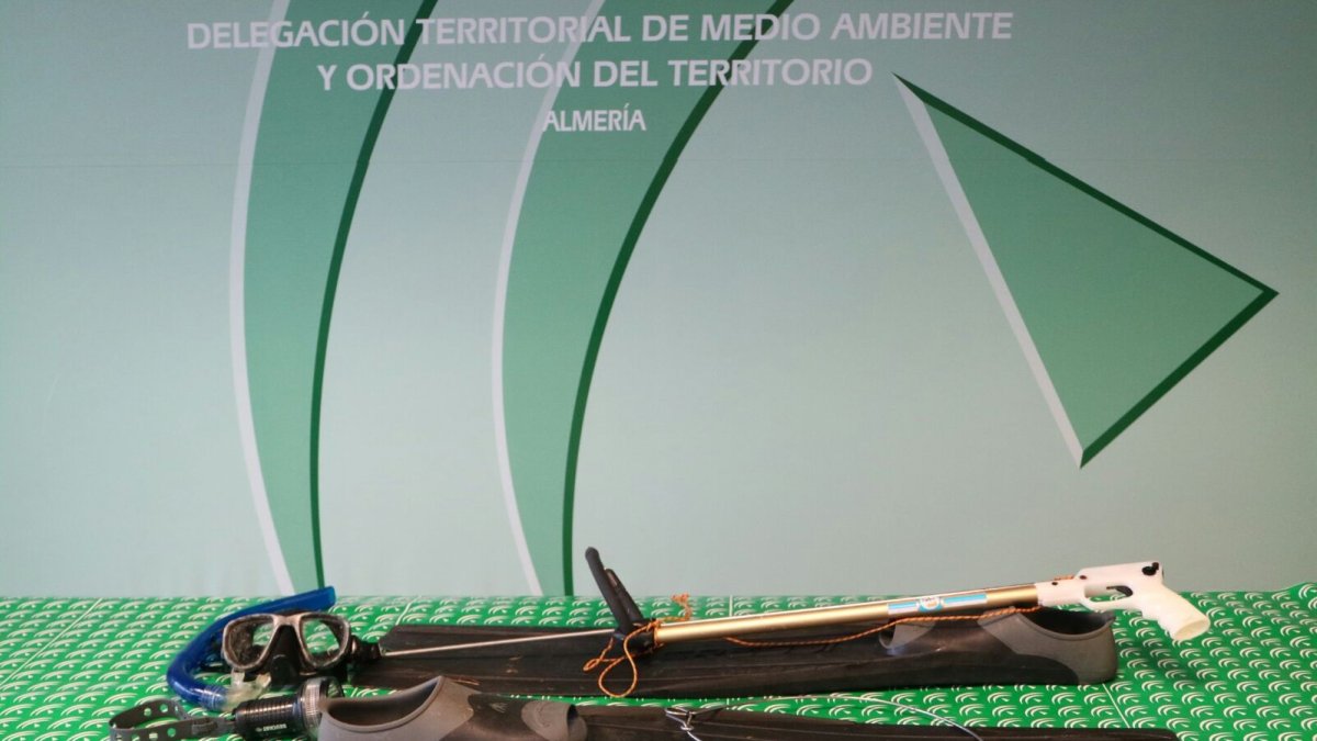 Imagen de las capturas y del material decomisado por Medio Ambiente.