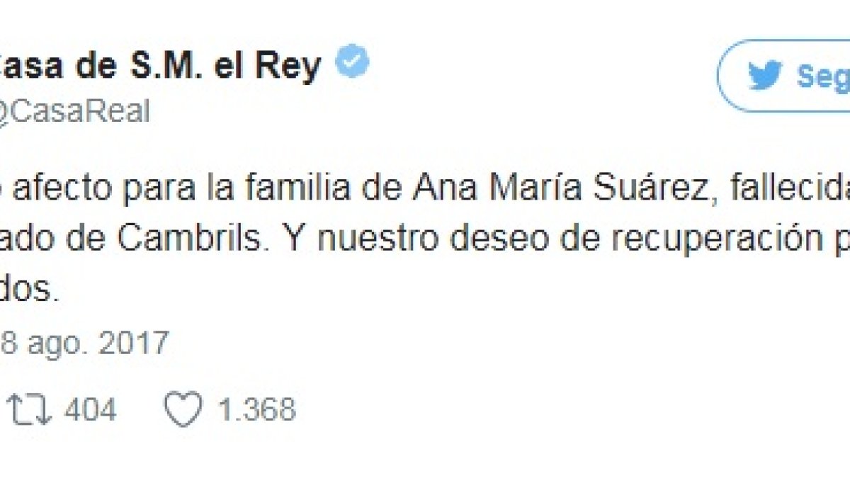 Tuit de la Casa Real de este viernes.