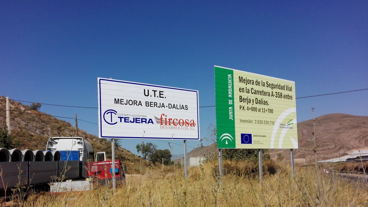 Obras de mejora en la carretera que une Dalías y Berja