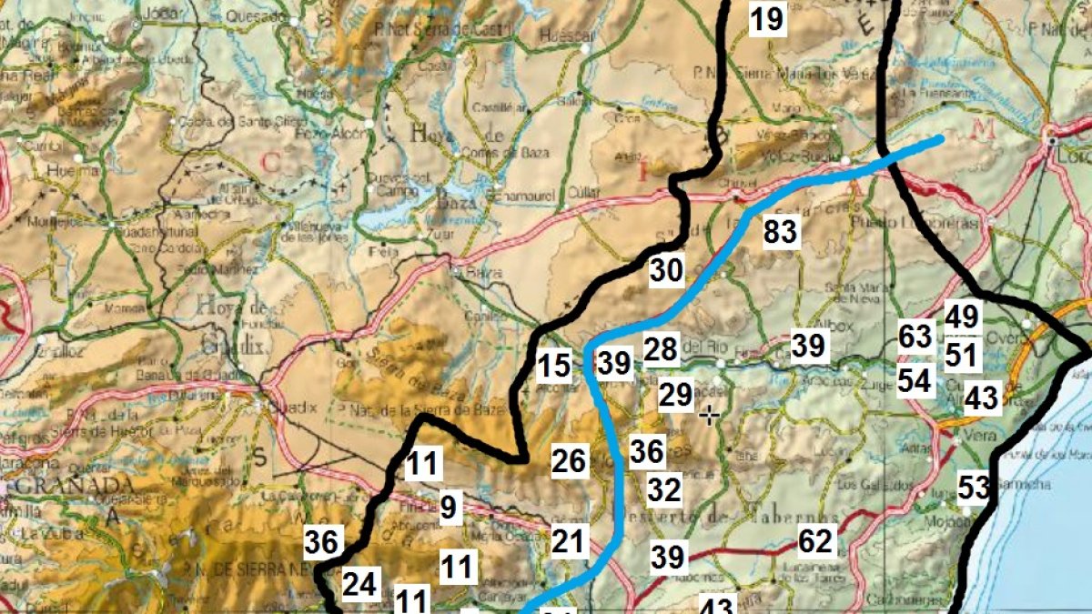 Mapa de las lluvias registradas en toda la provincia