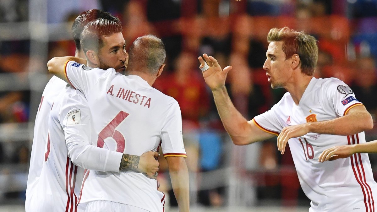 Celebración del 0-1.