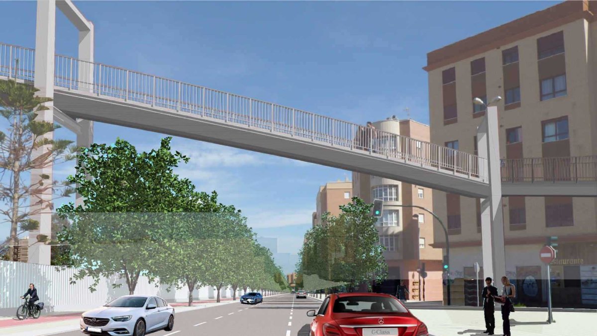 Así queda la remodelación de la carretera de Sierra Alhamilla, con la pasarela restaurada y pintada de blanco.