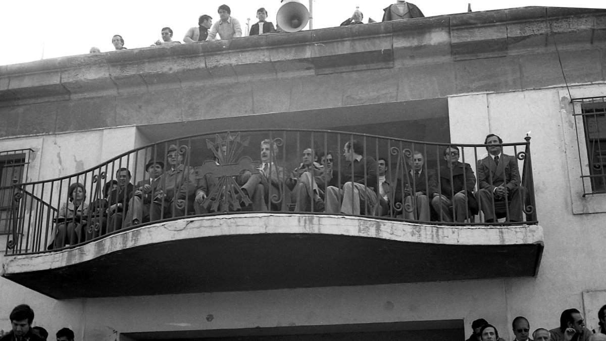 El palco del estadio de la Falange el domingo 17 de febrero de 1974.