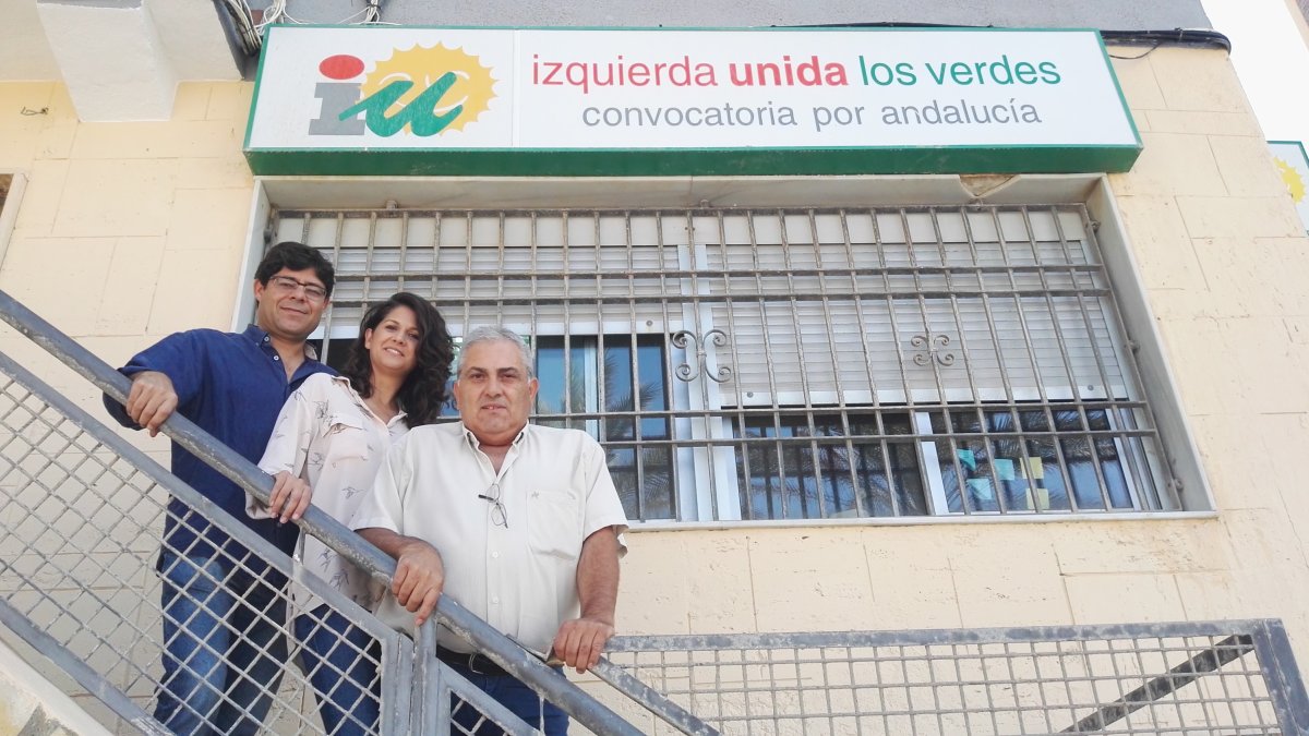 Pineda, Amate y Luque, ayer en la sede de IU.