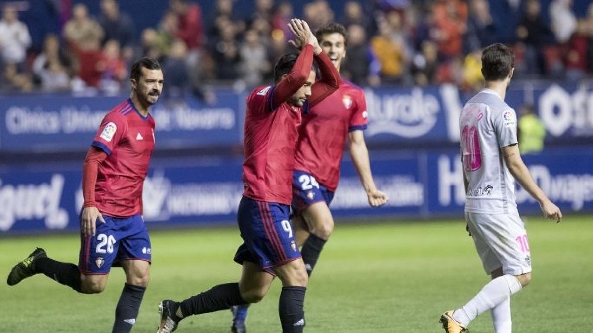 Quique celebró así su gol al Almería.