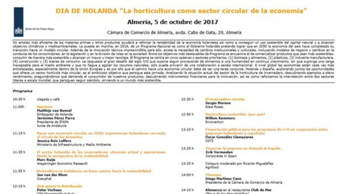 Cartel del día de Holanda, que tendrá lugar el próximo jueves 5 de octubre.
