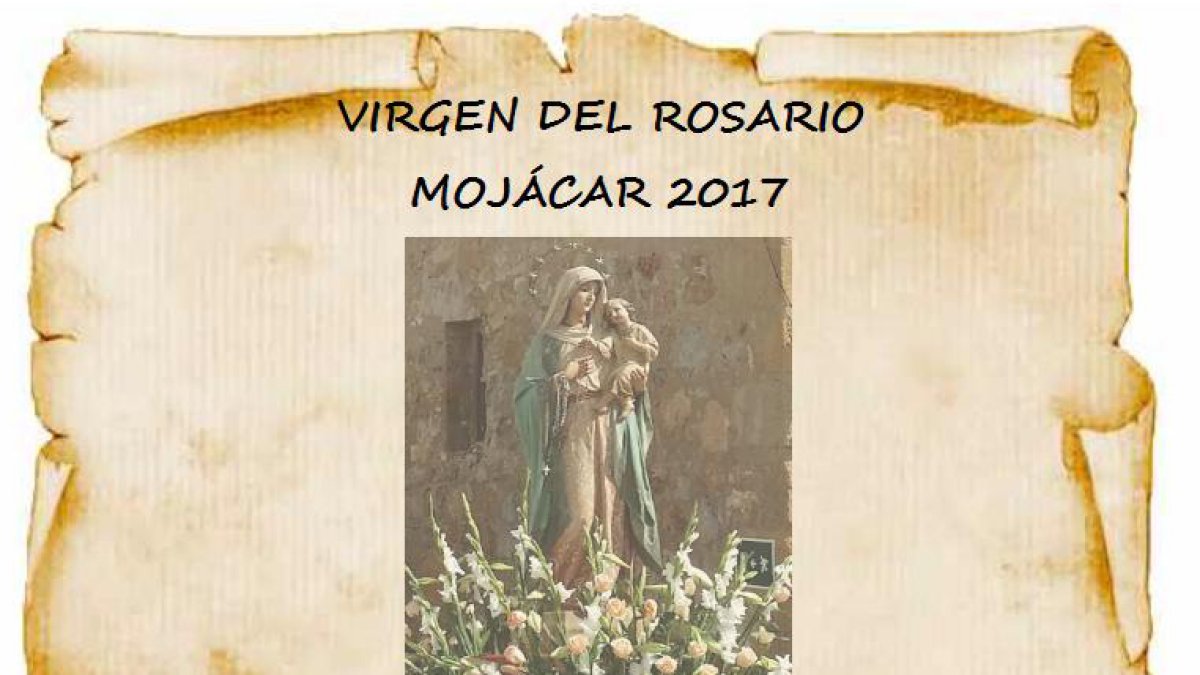 Detalle del cartel de las fiestas en honor a la Virgen del Rosario.