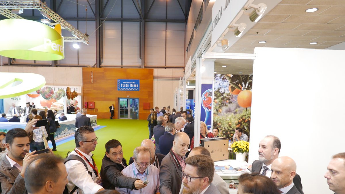 El consejero de Agricultura, Rodrigo Sánchez Haro, atiende a los medios durante la celebración de Fruit Attraction 2017.