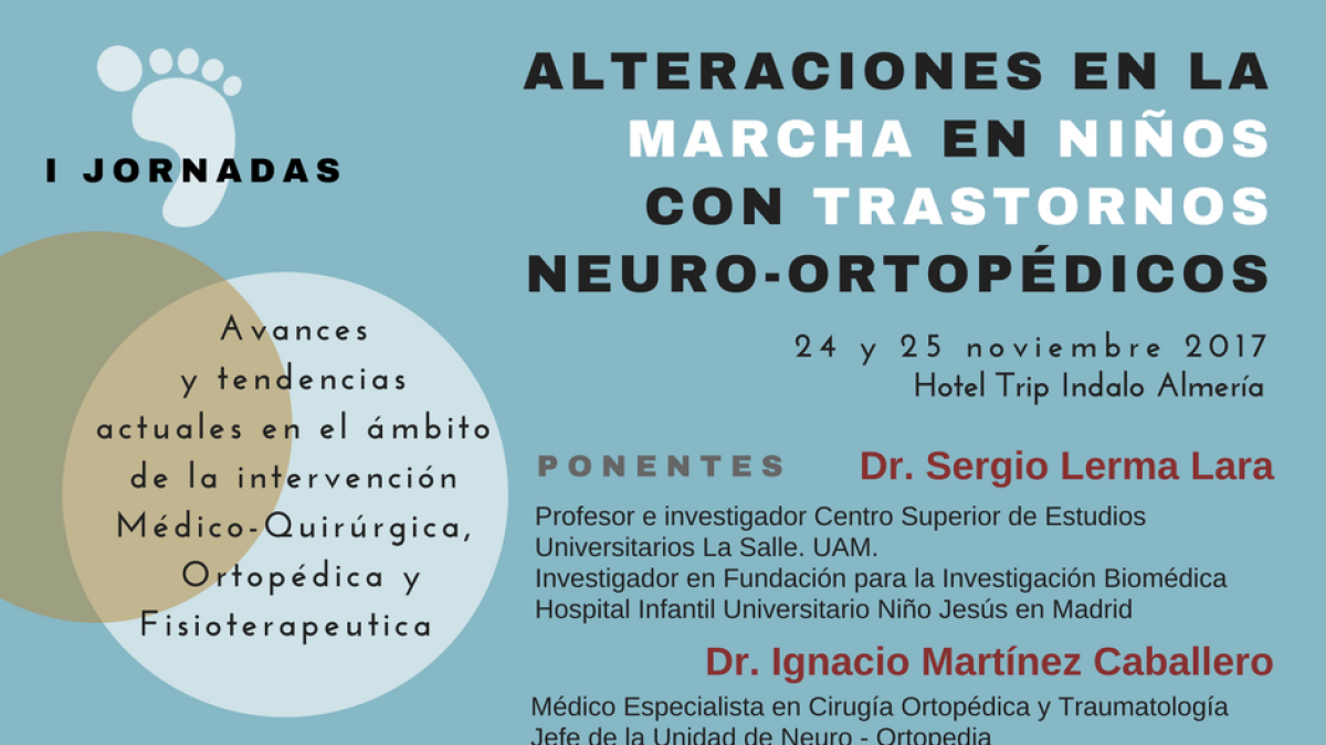 Cartel de las Jornadas de InterActúa de Trastornos Neuro-Ortopédicos en Niños con los doctores Lerma Lara y Martínez Caballero