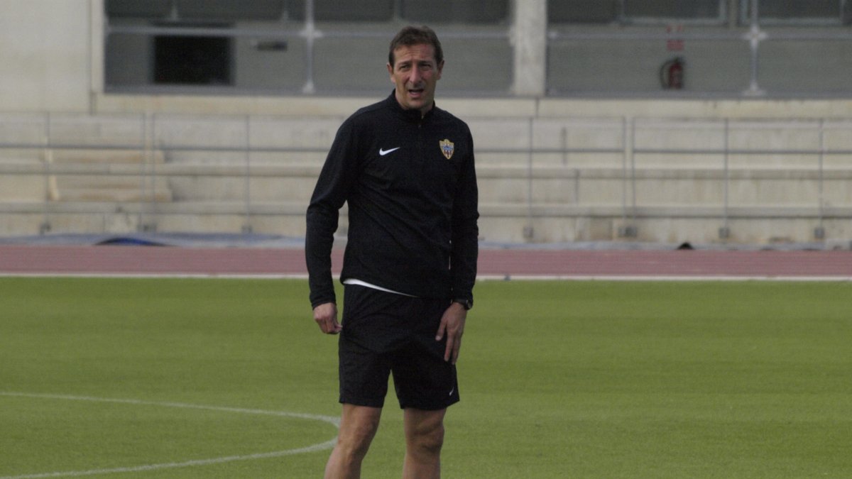 Luis Miguel Ramis en el entrenamiento de este viernes.