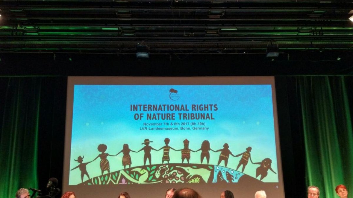 Sesión del Tribunal por los Derechos de la Naturaleza en el que se dictó sentencia por la sobreexplotación del Río Aguas.