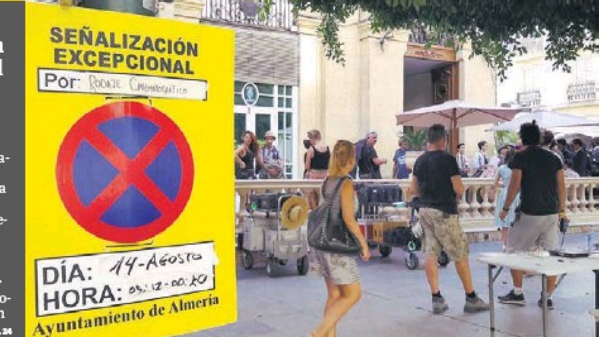 Cartel anunciando uno de los mútiples rodajes que han tenido lugar en la provincia.
