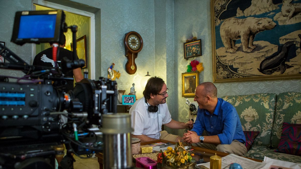 Manuel Martín Cuenca y Javier Gutiérrez, durante el rodaje del filme.