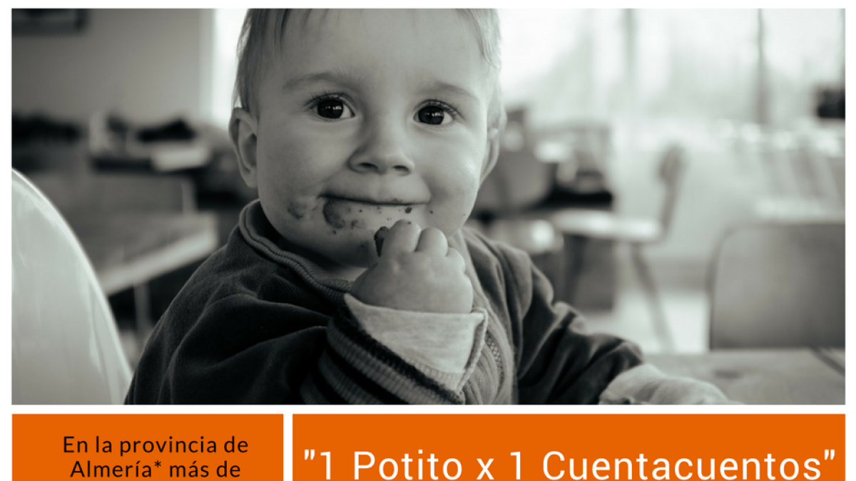 Cartel de la Campaña 1 Potito x 1 Cuentacuentos de Librerías Picasso y QueIdea en Almería