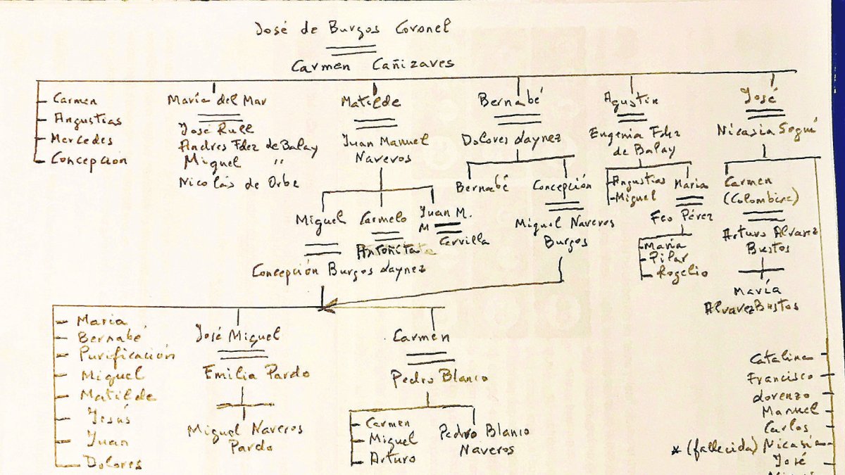 El árbol genealógico  de Carmen de Burgos y su entronque con el apellido Naveros