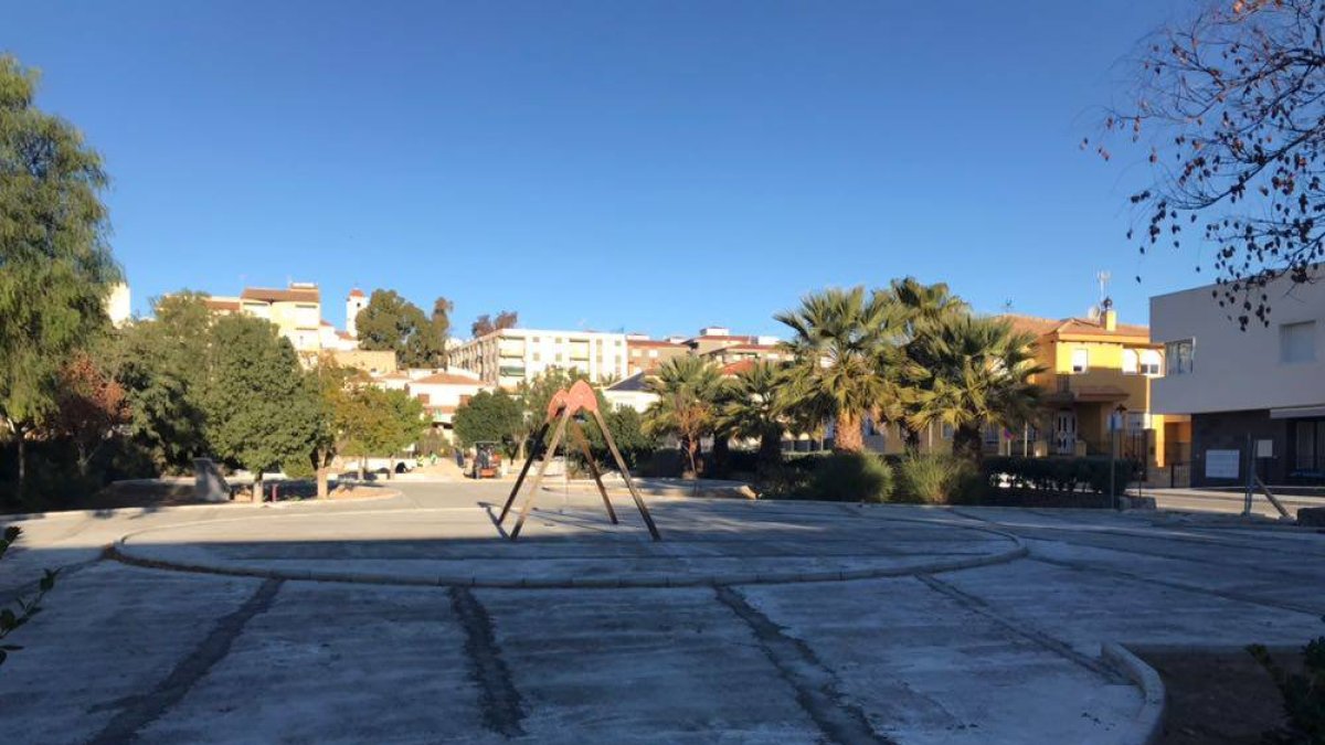 Estado reciente del Parque de la Urbanización Europa tras el comienzo de las obras.