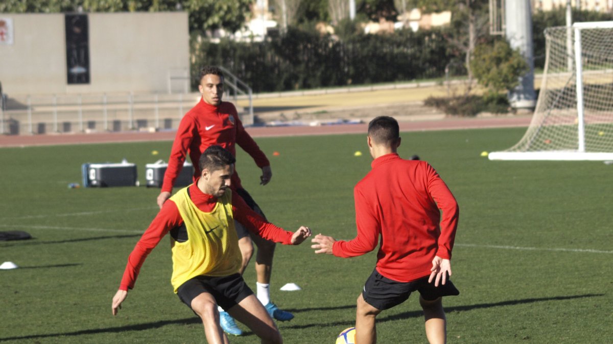 Fidel presionando en el entrenamiento.