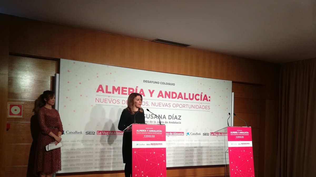 Susana Díaz ha participado este lunes en un desayuno organizado por LA VOZ.