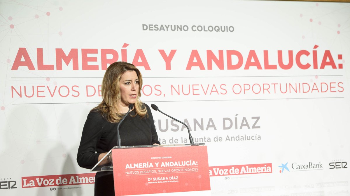 Susana Díaz, ayer en Almería.