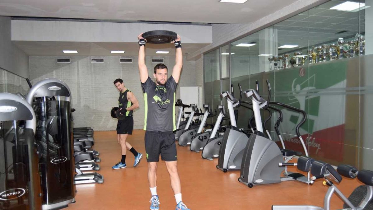 Mario Ferrera en la sesión de entrenamiento.
