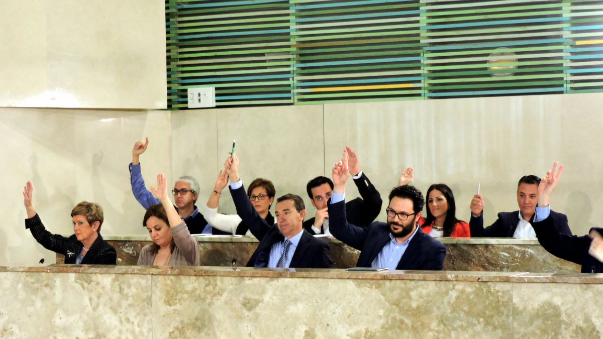 Votación del Grupo Municipal Socialista en Pleno.