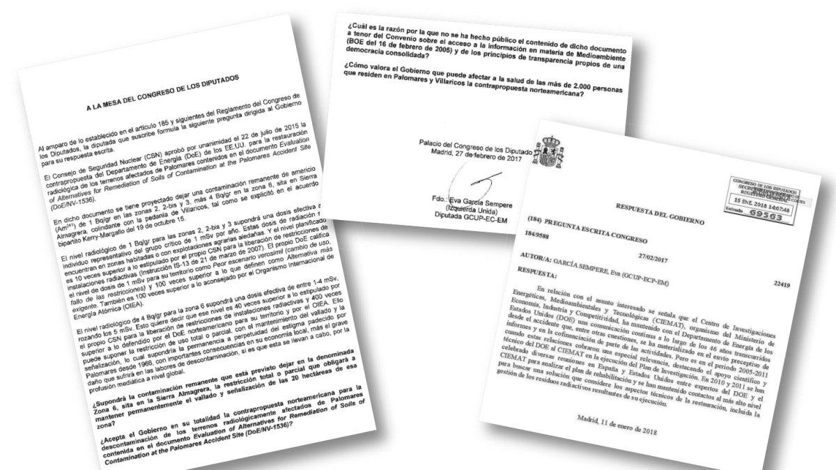 Pregunta de Unidos Podemos (febrero de 2017) y respuesta gubernamental (enero 2018).