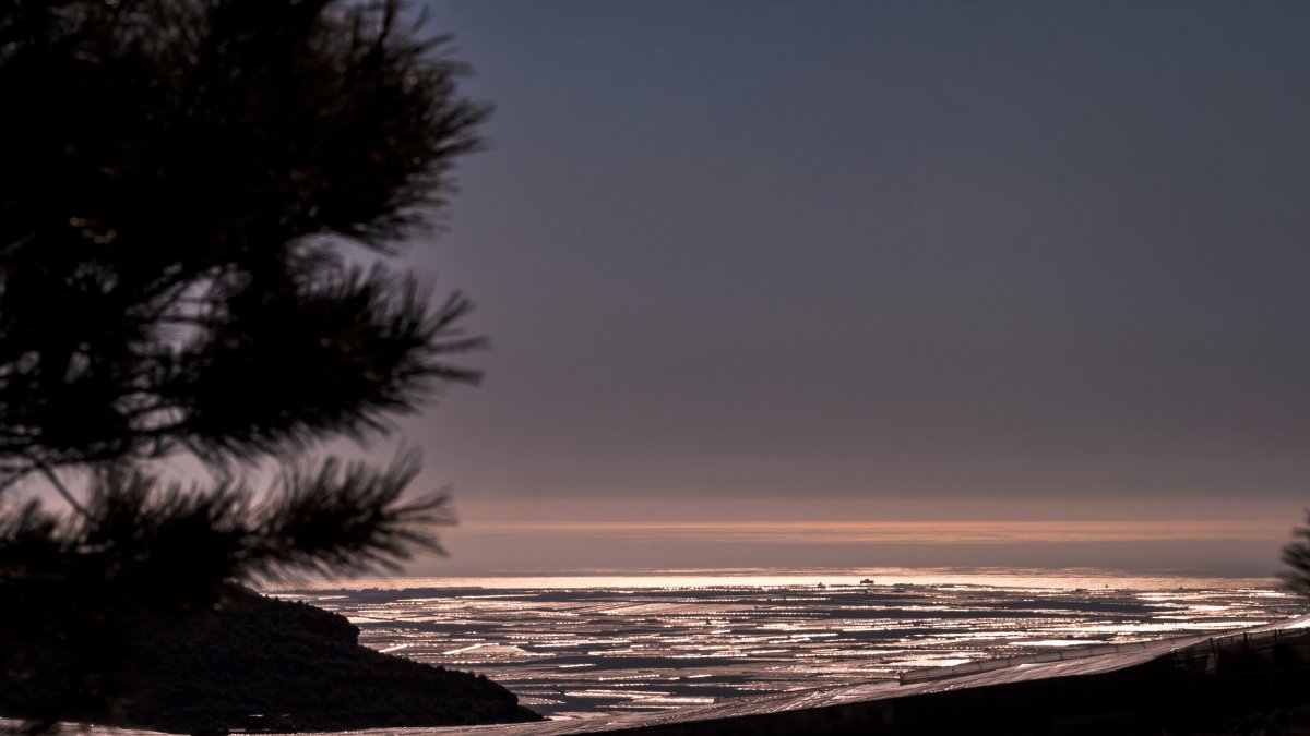 Invernaderos del Poniente en una vista crepuscular