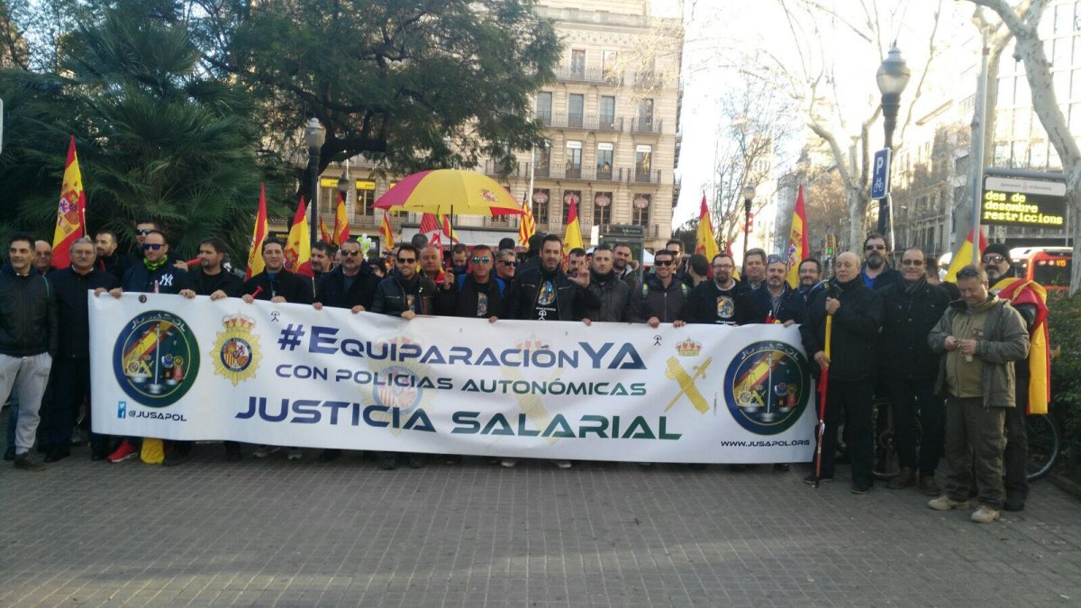 Manifestación en Barcelona, con agentes de Almería
