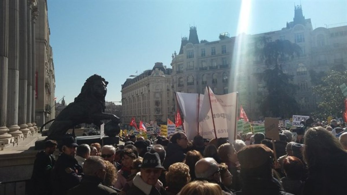 Concentración en Madrid, esta mañana.