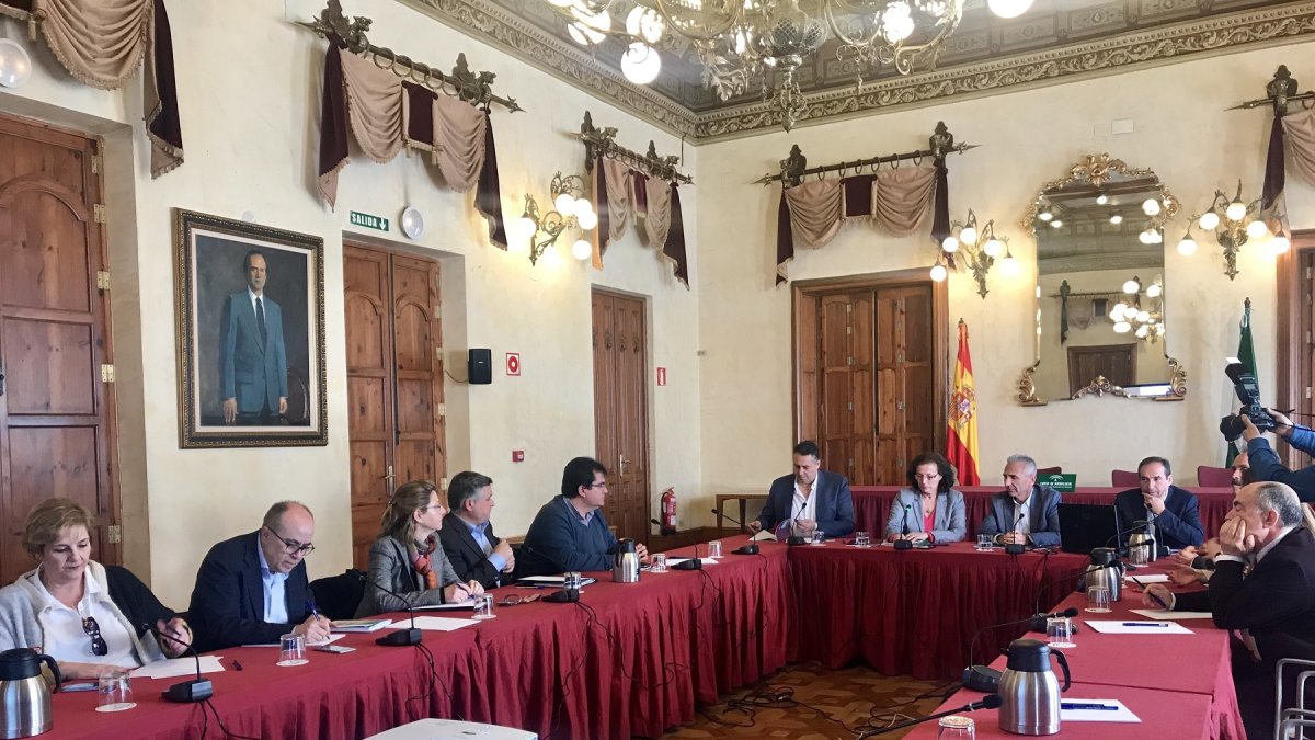 Reunión de la Mesa del Cine, celebrada ayer en la Delegación de Gobierno de la Junta.