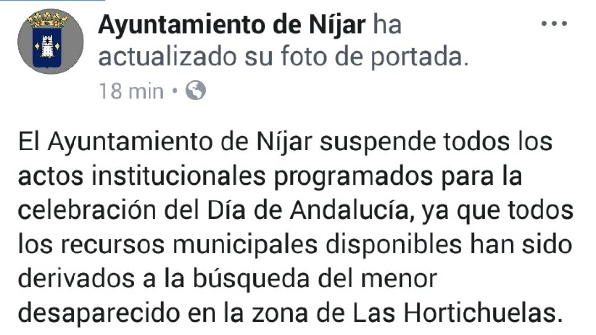 Comunicado a través de redes sociales.