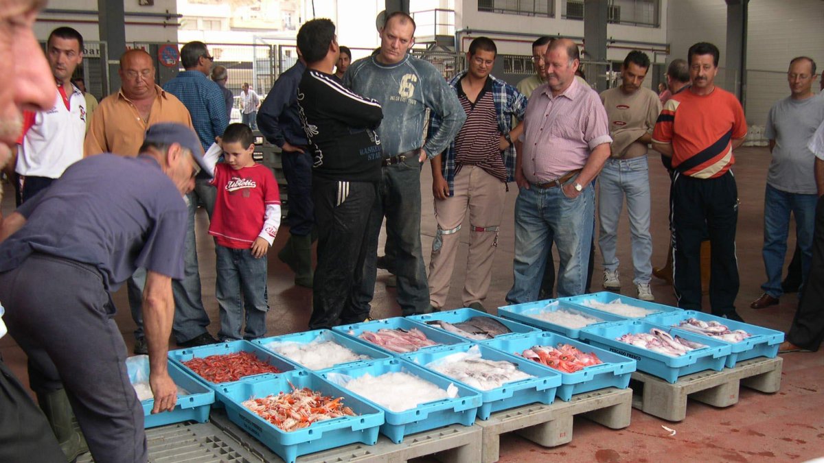 Pescado y marisco fresco desembarcado en la lonja de Almería, una actividad de la que viven más de mil familias.