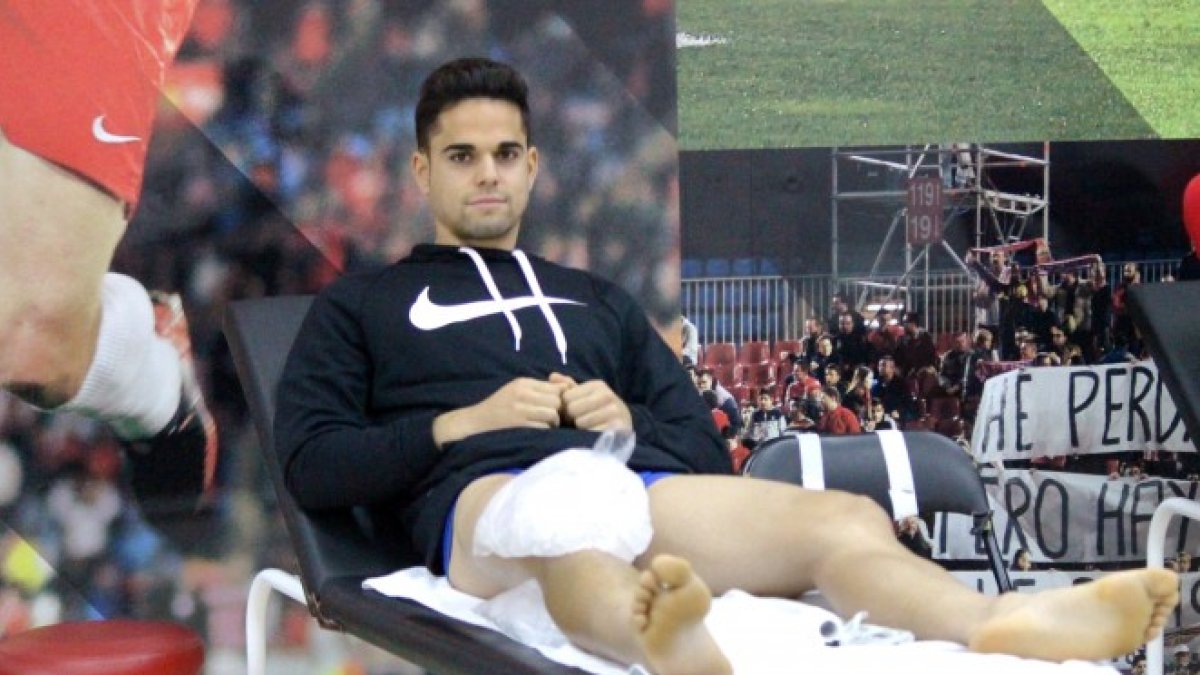 Fran Rodríguez en la sala médica del Estadio.