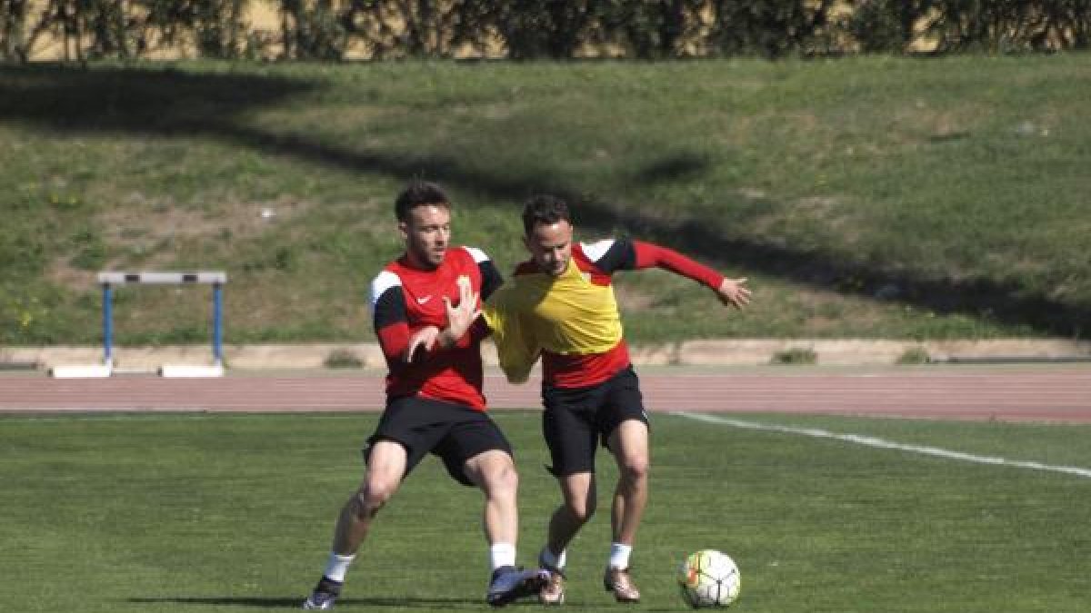 José Ángel e Iván Sánchez en el entrenamiento.