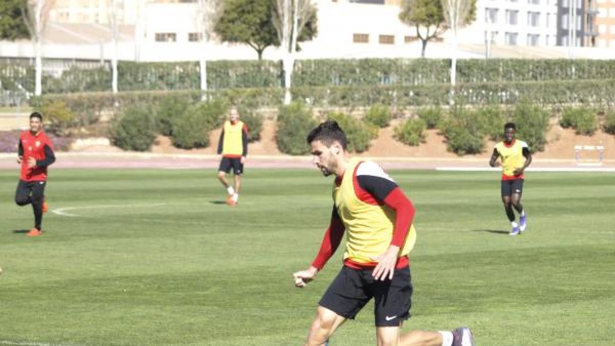 Puertas en el entrenamiento de este miércoles.