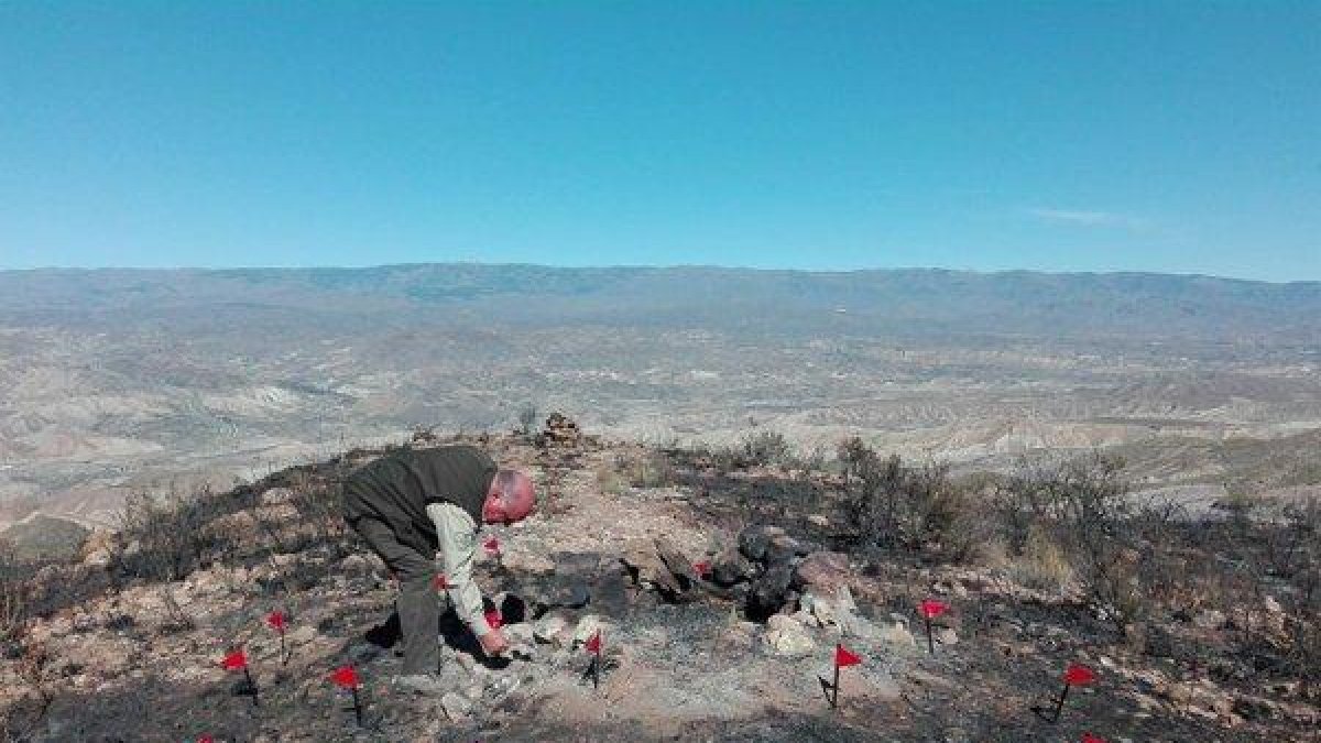Trabajos de medición y análisis en el lugar del incendio.