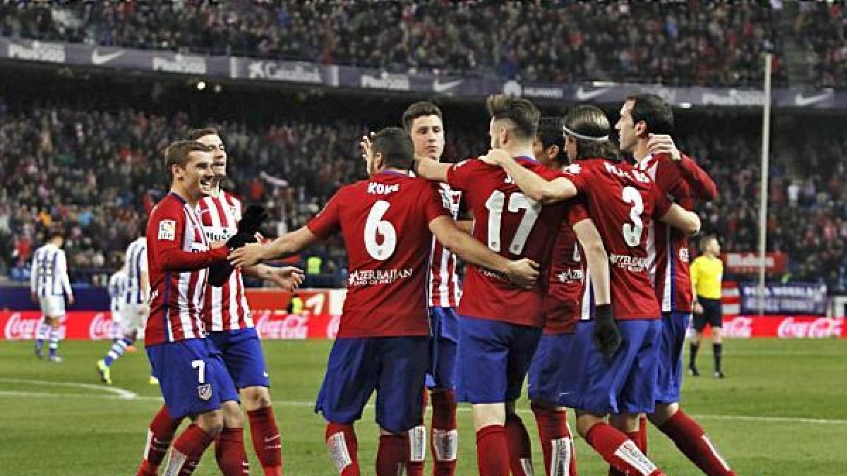 El Atlético de Madrid celebrando uno de los goles.