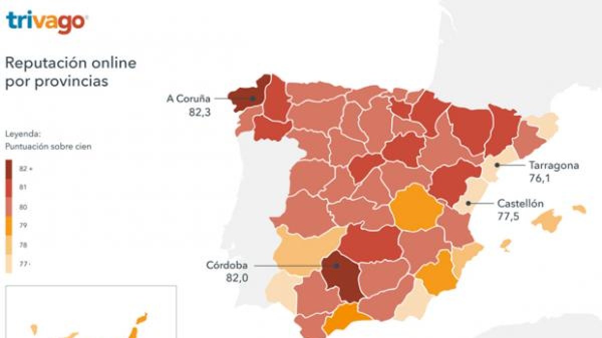 Mapa de la reputación online de hoteles.