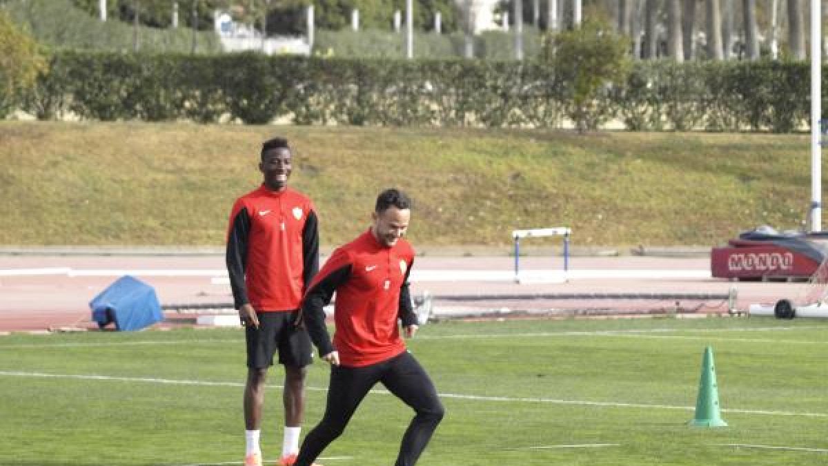 Iván y Zongo en el entrenamiento de este viernes.