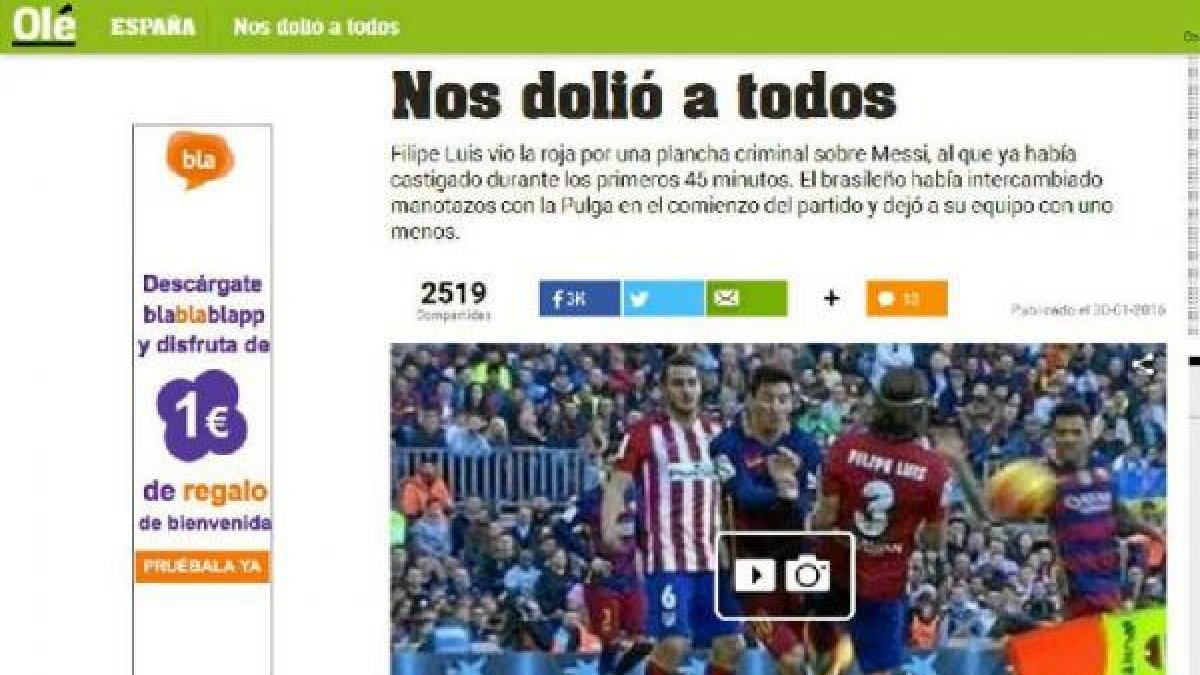 La entrada a Messi ha dado la vuelta al mundo.